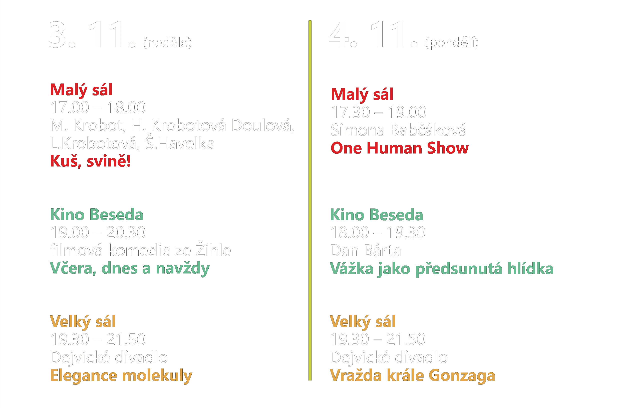 Program festivalu na 3. a 4.11.2024.